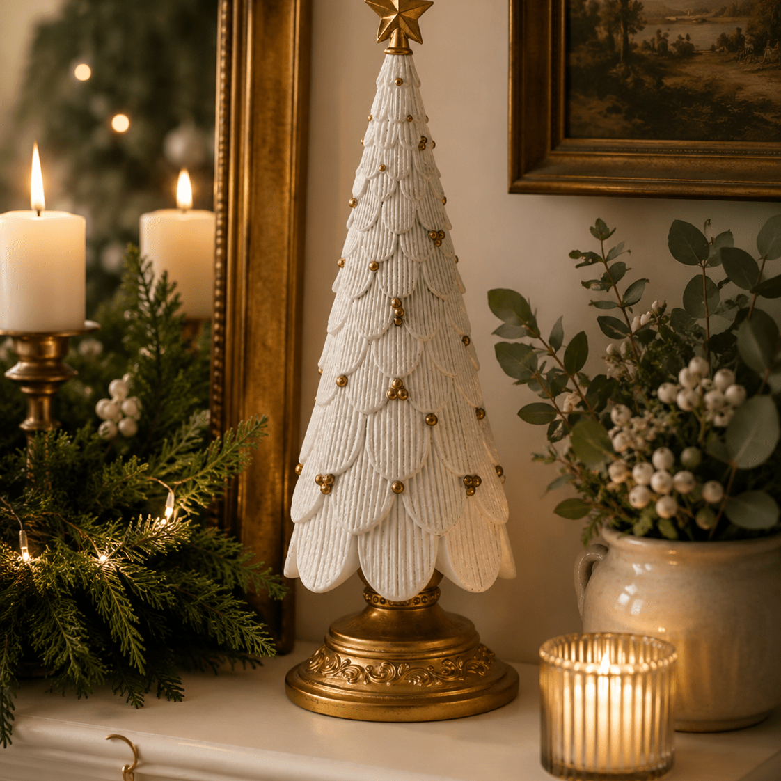 Luxe Ivory Tree with Gold Berries 30cm - Pure Apotheca
