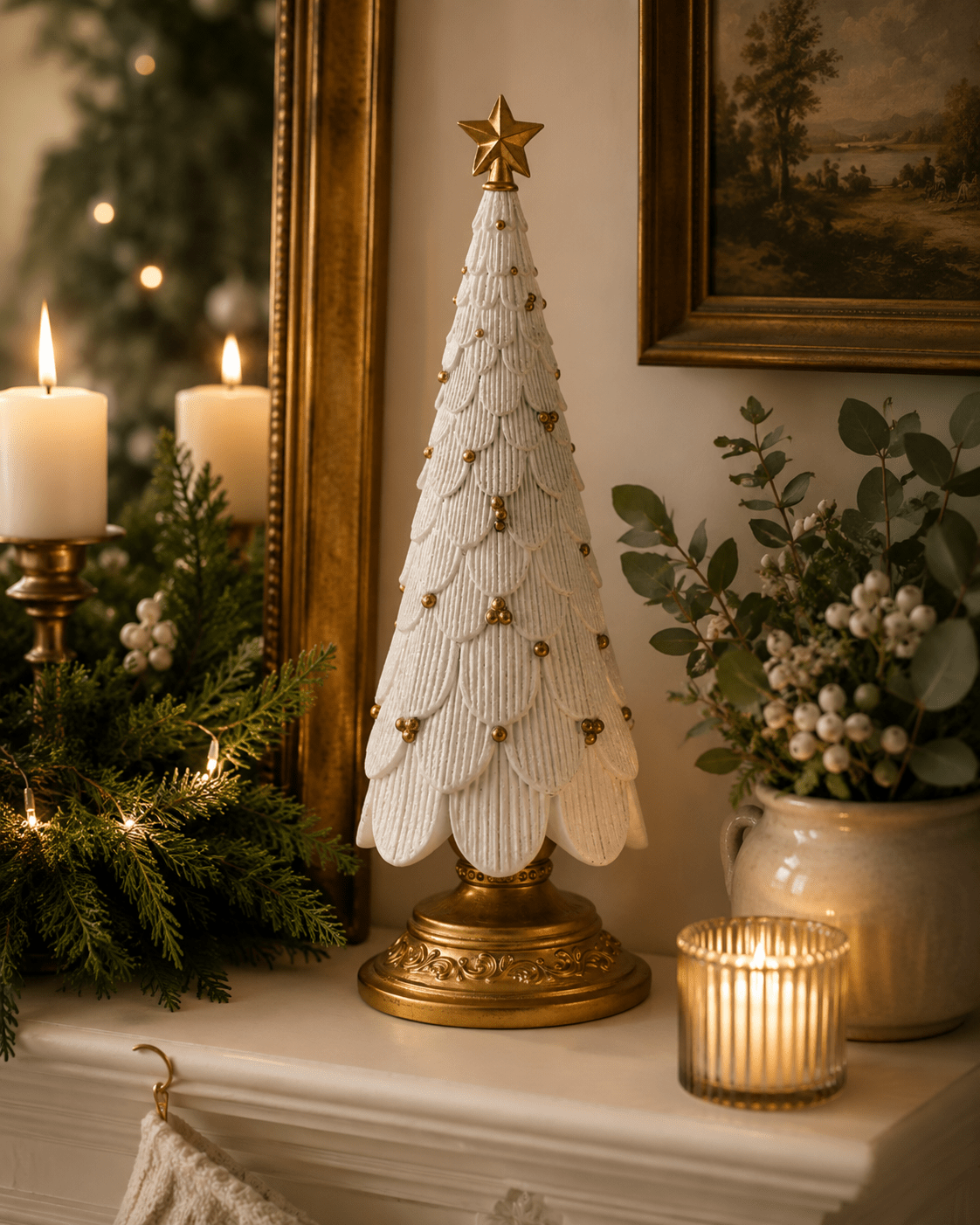 Luxe Ivory Tree with Gold Berries 30cm - Pure Apotheca