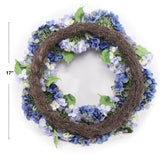 LUXE MIXED BLUE HYDRANGEA WREATH - Pure Apotheca