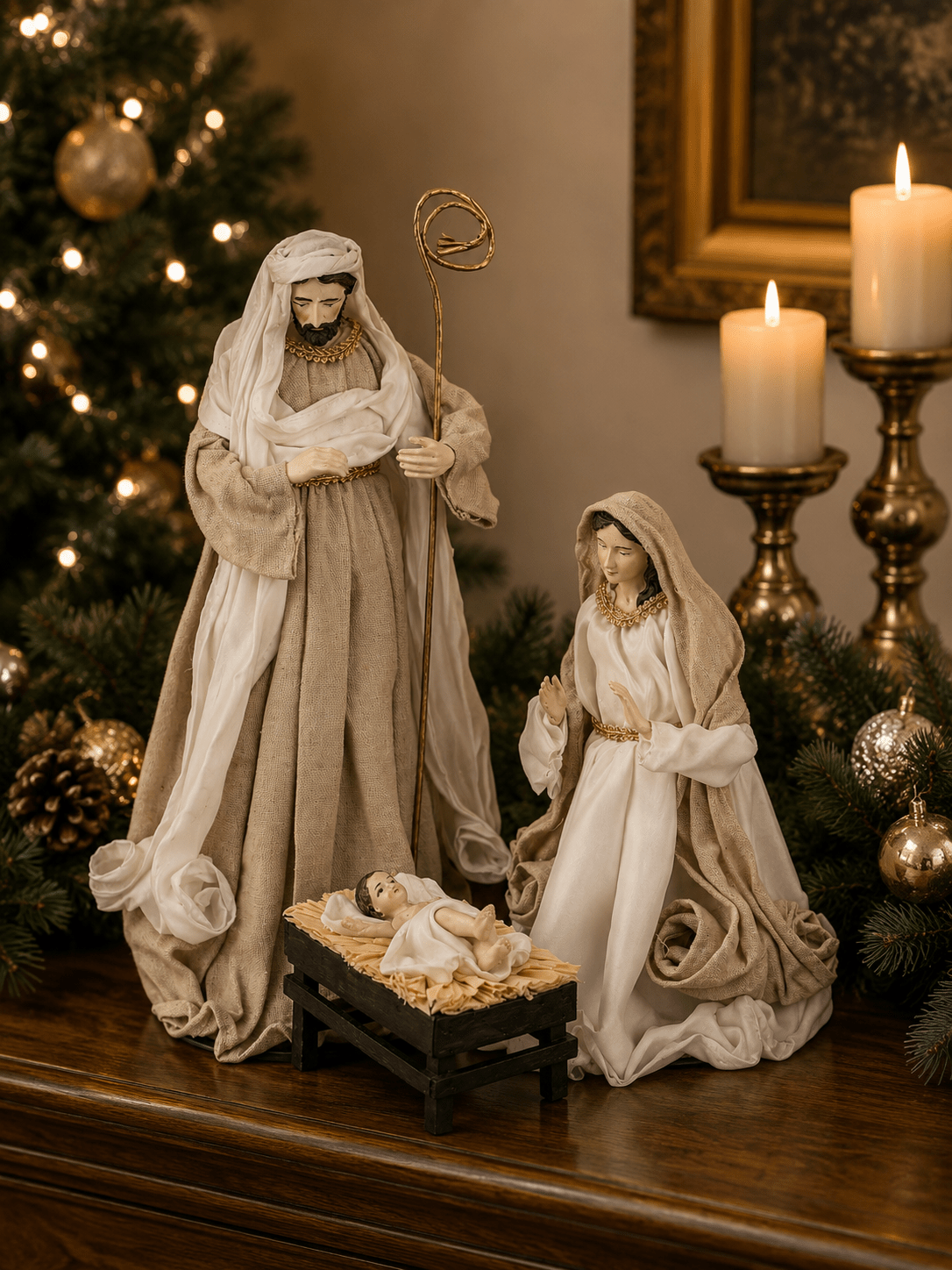 Luxe Nativity 3 Piece Set Natural 40cm - Pure Apotheca