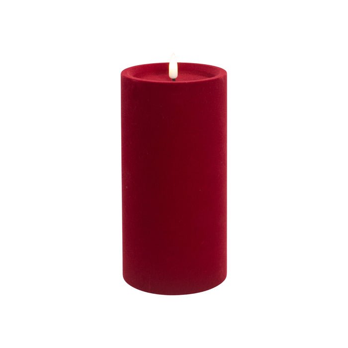 LUXE VELVET CANDLE 20X10CM RED LGE - Pure Apotheca