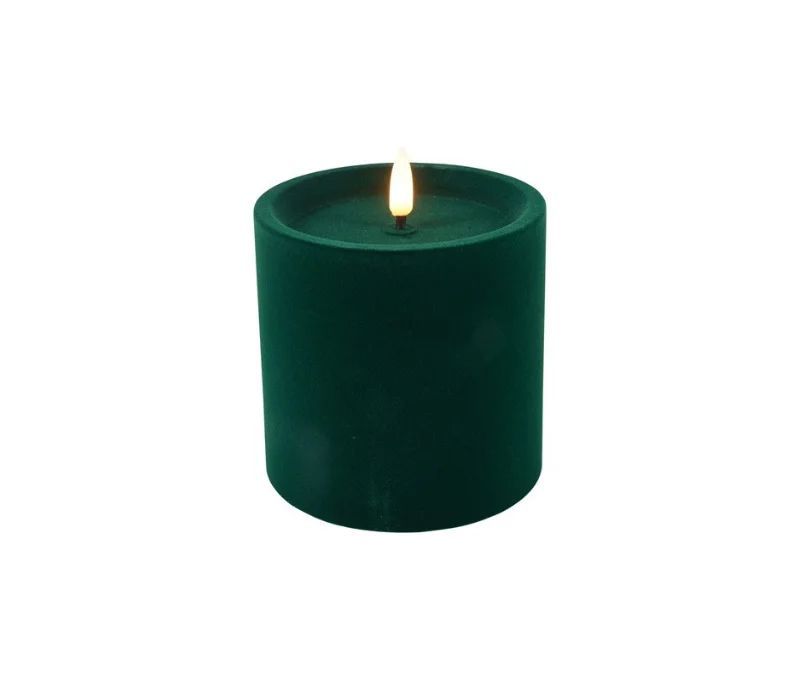LUXE VELVET CANDLE LED 10X10 GREEN SML - Pure Apotheca