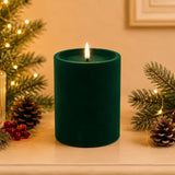 LUXE VELVET CANDLE LED 10X10 GREEN SML - Pure Apotheca