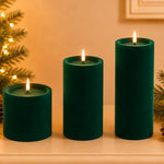 LUXE VELVET CANDLE LED 20X10 GREEN LRG - Pure Apotheca
