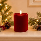 LUXE VELVET LED CANDLE 10X10 RED SML - Pure Apotheca