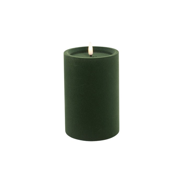 LUXE VELVET LED CANDLE 15X10 GREEN MEDIUM - Pure Apotheca