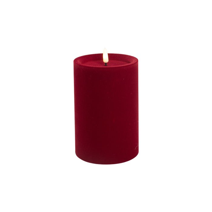 LUXE VELVET LED CANDLE 15X10 RED MED - Pure Apotheca