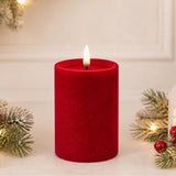 LUXE VELVET LED CANDLE 15X10 RED MED - Pure Apotheca