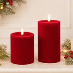 LUXE VELVET LED CANDLE 20X10 RED LGE - Pure Apotheca