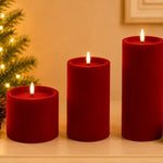 LUXE VELVET LED CANDLE 20X10 RED LGE - Pure Apotheca