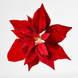 Luxe Velvet Poinsettia Clip on flower with Light Up Stamen Red - Pure Apotheca