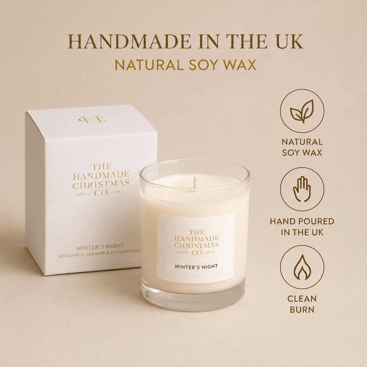 Luxury Handmade Soy Wax Christmas Candle - Winter’s Night - Pure Apotheca