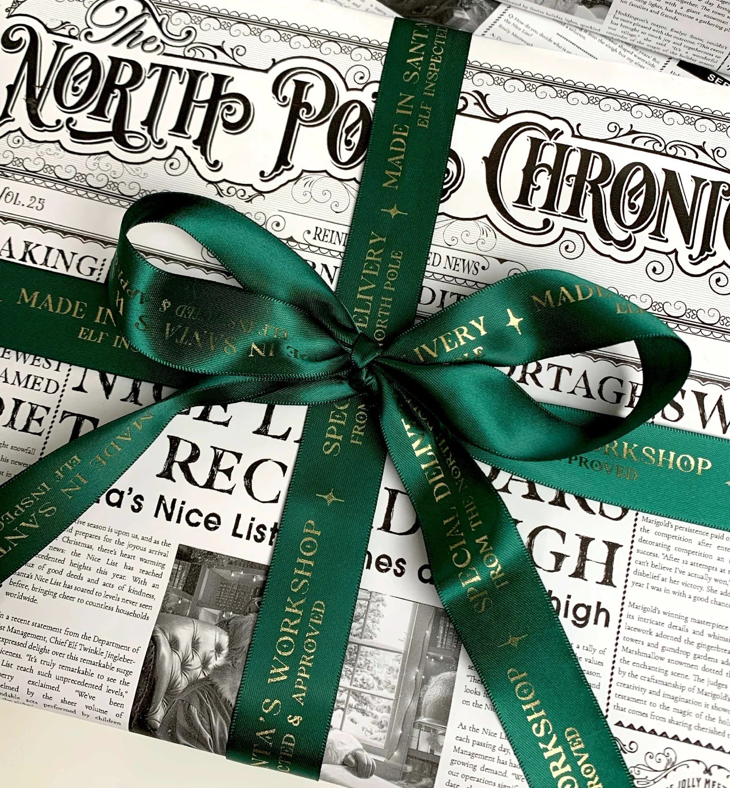 Made In Santa's Workshop Christmas Bottle Green Ribbon - 3m - Pure Apotheca