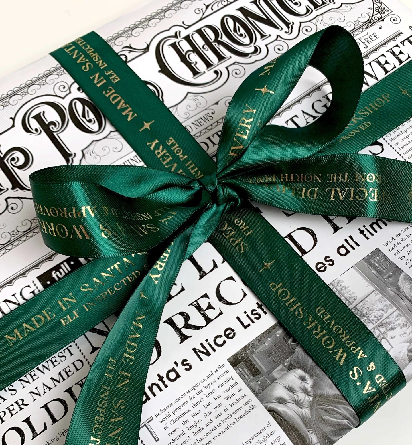 Made In Santa's Workshop Christmas Bottle Green Ribbon - 3m - Pure Apotheca