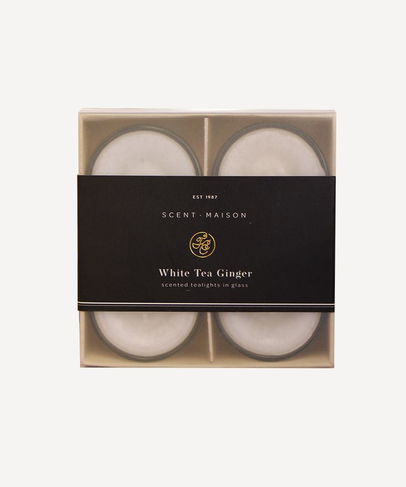 Maison Glass Tealights White Tea Ginger Set/4 - Pure Apotheca