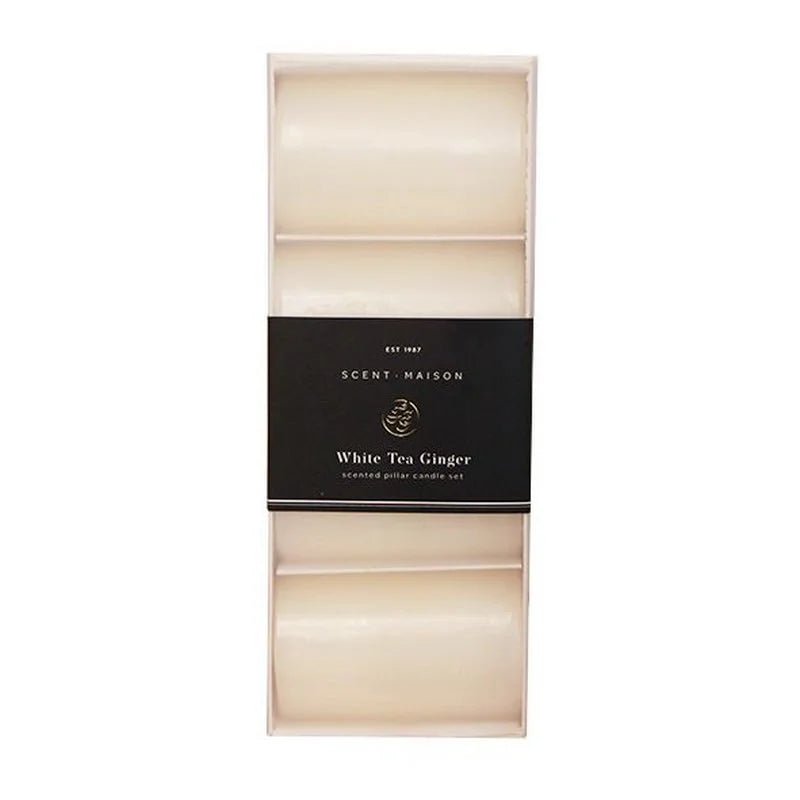 Maison Pillar Candle White Tea Ginger 2x3” 4PK - Pure Apotheca