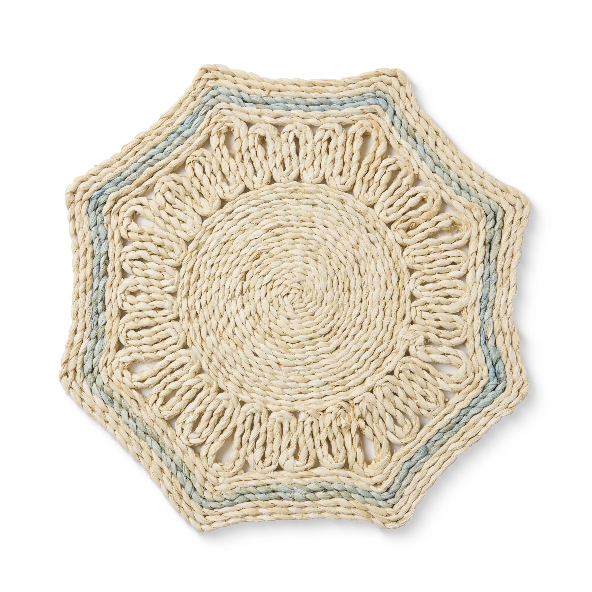 MAJORCA NATURAL/BLUE WOVEN PLACEMAT 35X35CM - Pure Apotheca