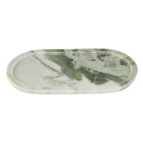 Marble Rounded Tray 15x28cm Green - Pure Apotheca