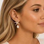 Marnie Starfish CZ Pearl Earrings - Pure Apotheca