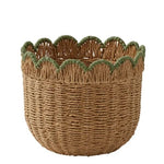 Martha Paper Basket 34x28cm Natural/Green - Pure Apotheca