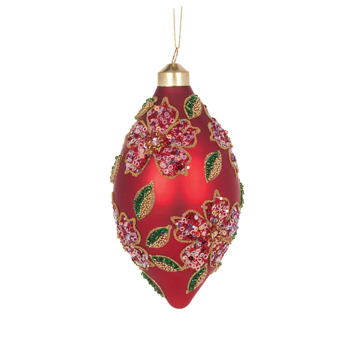 MATTE BEADED POINSETTIA DROP BAUBLE - Pure Apotheca