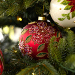 MATTE BEADED POINSETTIA ROUND BAUBLE - Pure Apotheca