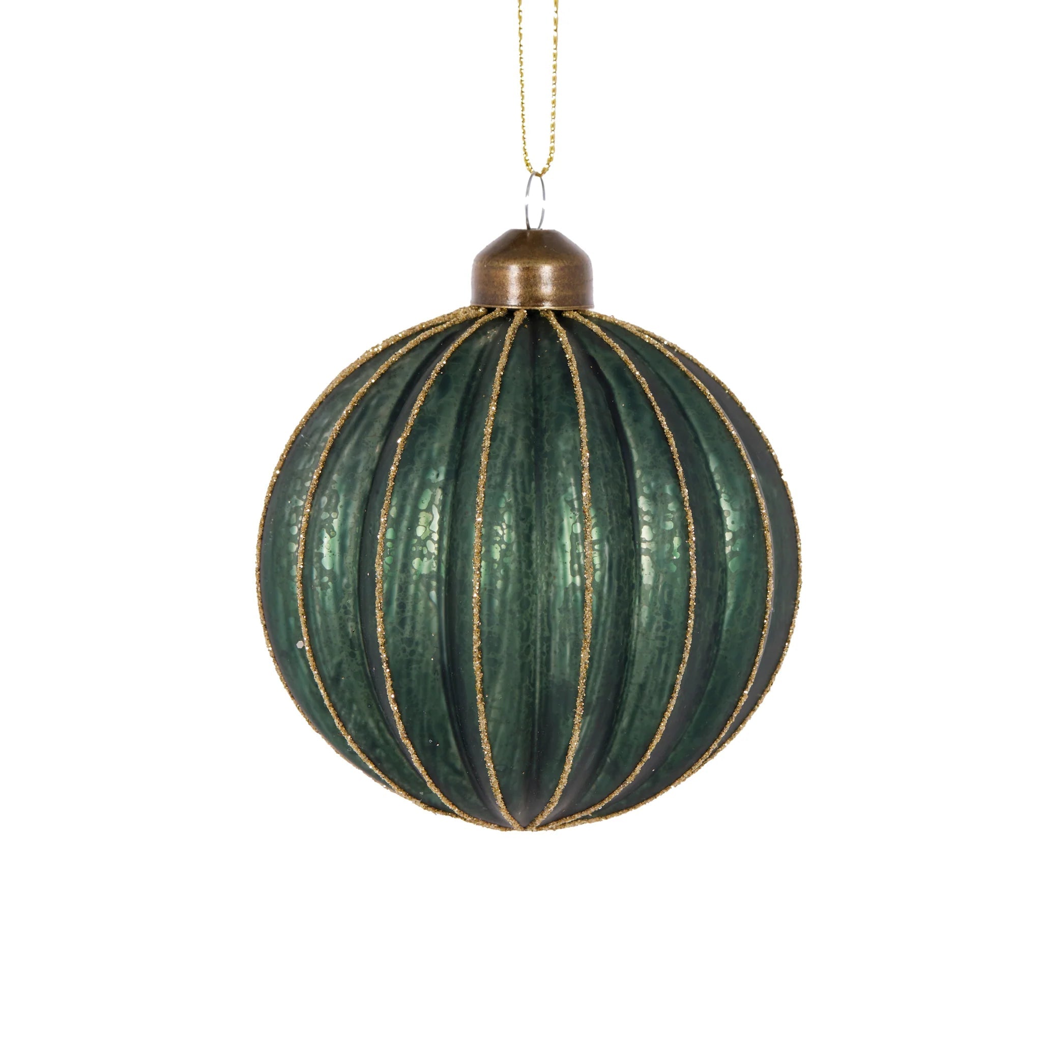 MATTE EMERALD GLITTER RIBBED BAUBLE - Pure Apotheca