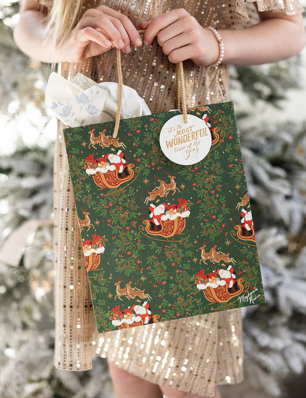 Medium Gift Bag - Santa Sleigh - Pure Apotheca