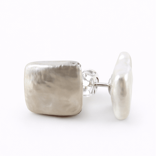 Melinda Square Pearl Studs - Pure Apotheca