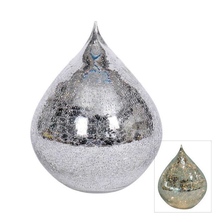 MERCURY GLASS LED TEARDROP CONE SILVER LRG - Pure Apotheca