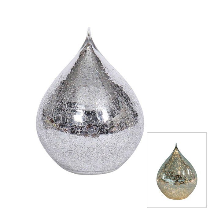 MERCURY GLASS LED TEARDROP CONE SILVER SMALL - Pure Apotheca