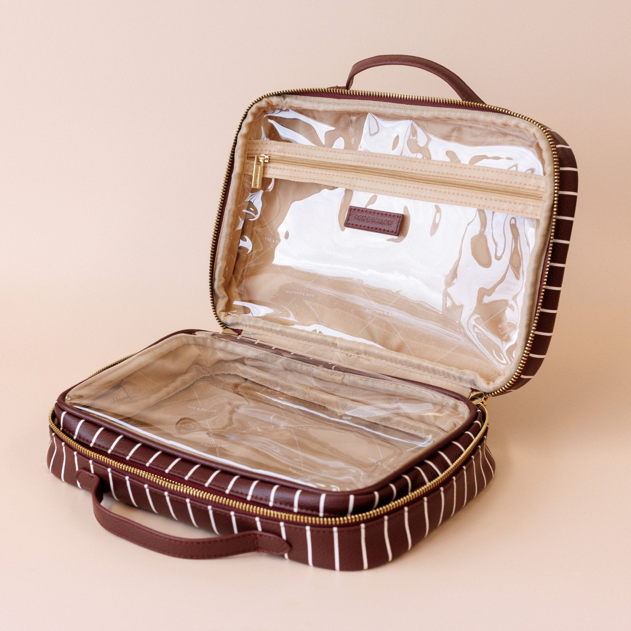 Merlot Pinstripe Cosmetic Bag - Pure Apotheca