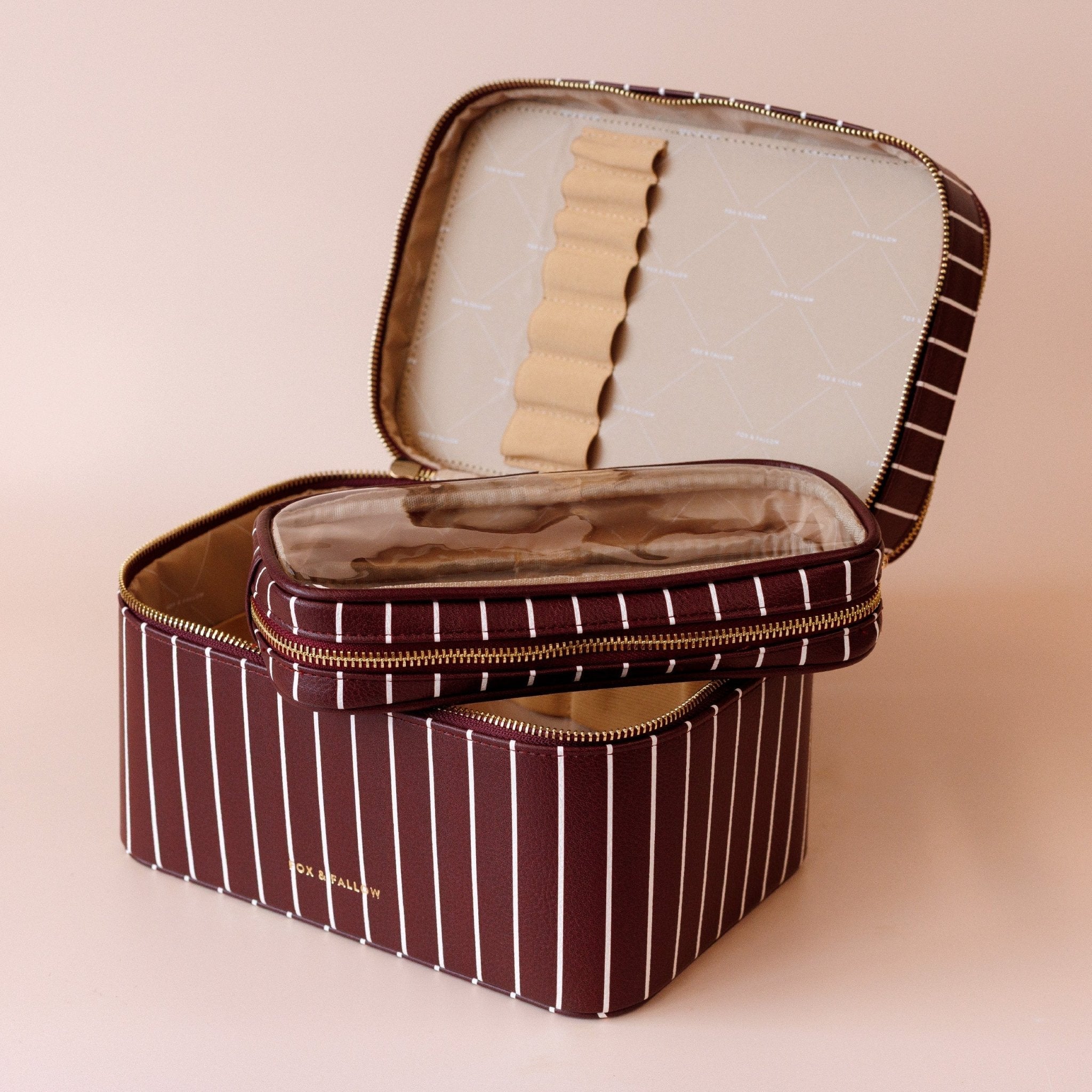 Merlot Pinstripe Vanity Case - The Classic - Pure Apotheca