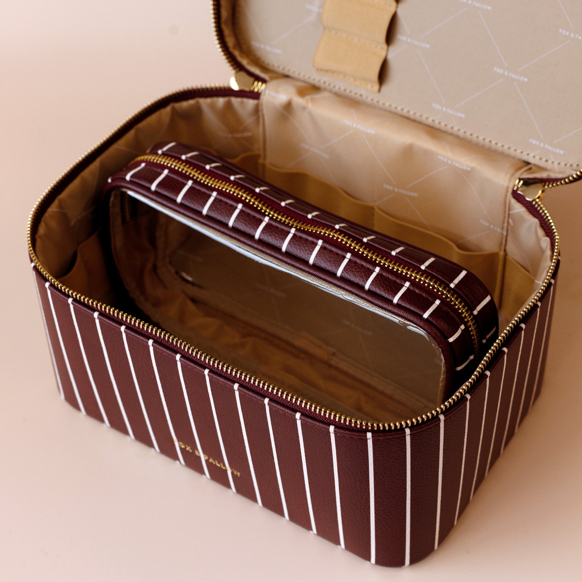 Merlot Pinstripe Vanity Case - The Classic - Pure Apotheca