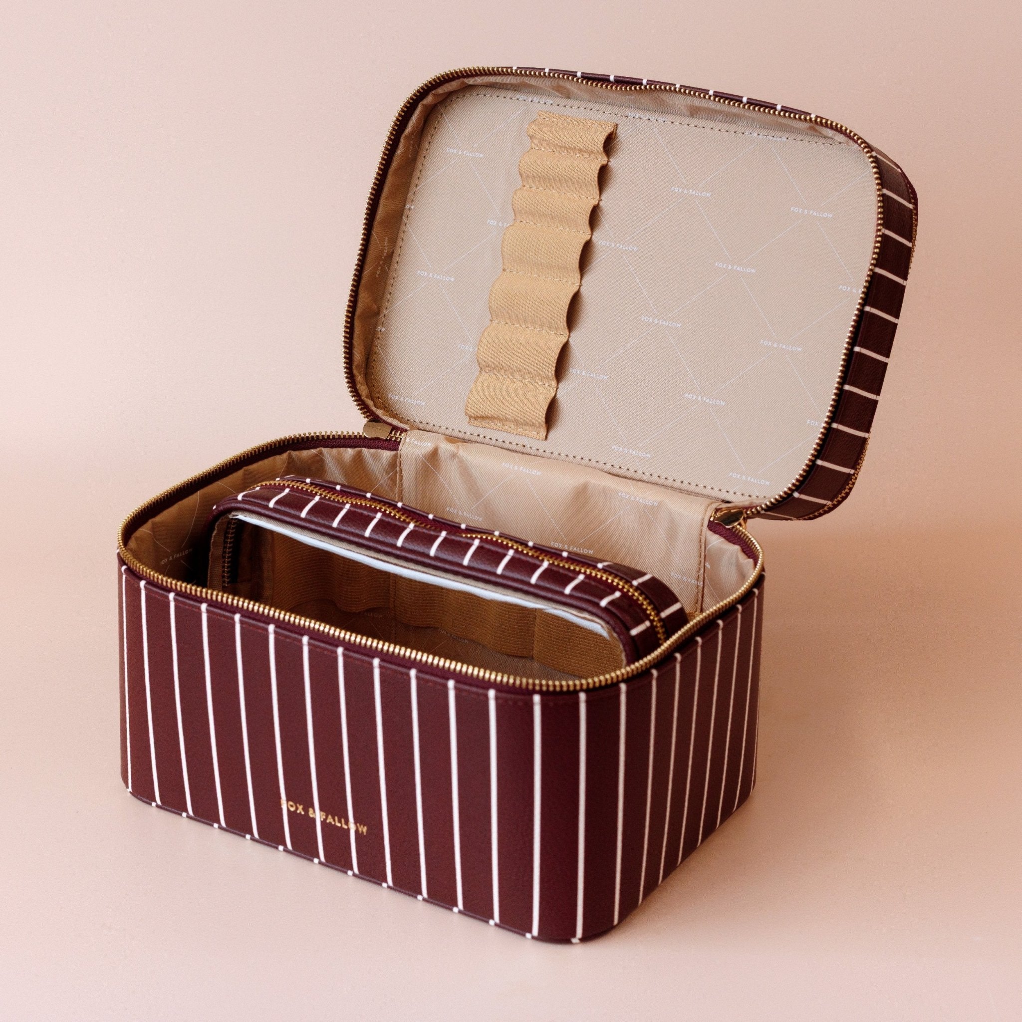 Merlot Pinstripe Vanity Case - The Classic - Pure Apotheca