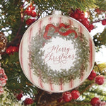 Merry Christmas Peppermint Stripe Disc Ornament 13cm - Pure Apotheca
