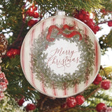 Merry Christmas Peppermint Stripe Disc Ornament 13cm - Pure Apotheca