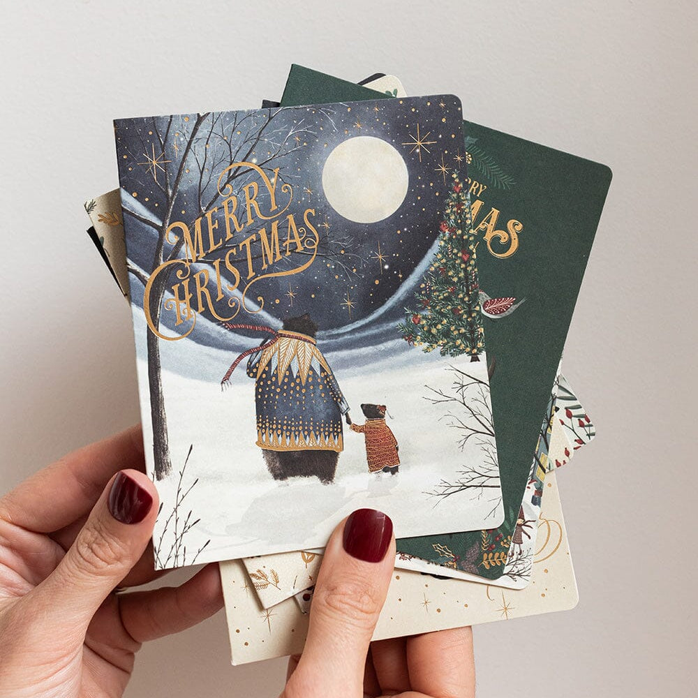 Merry Christmas Starry Night Bears Christmas Card - Pure Apotheca