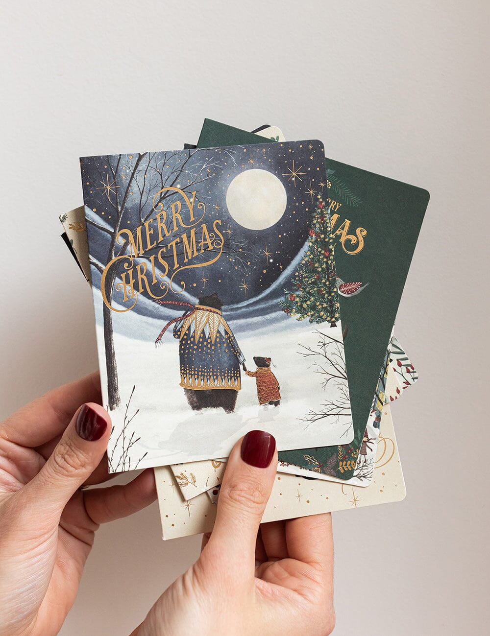 Merry Christmas Starry Night Bears Christmas Card - Pure Apotheca