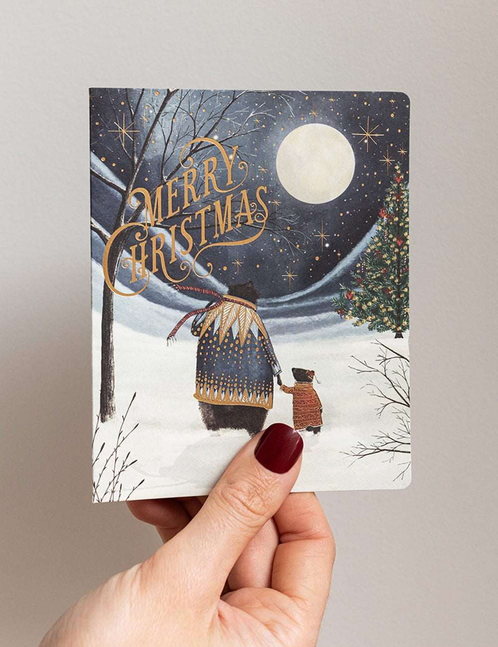 Merry Christmas Starry Night Bears Christmas Card - Pure Apotheca