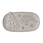 Merry Christmas Whitewashed Oval Plate - Pure Apotheca