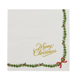 Merry Xmas 20pck 3 Ply 33cm Napkin Wht - Pure Apotheca