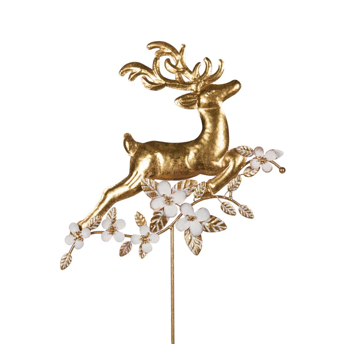METAL REINDEER COTTON FLOWER TREE TOPPER - Pure Apotheca