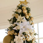 METAL REINDEER COTTON FLOWER TREE TOPPER - Pure Apotheca