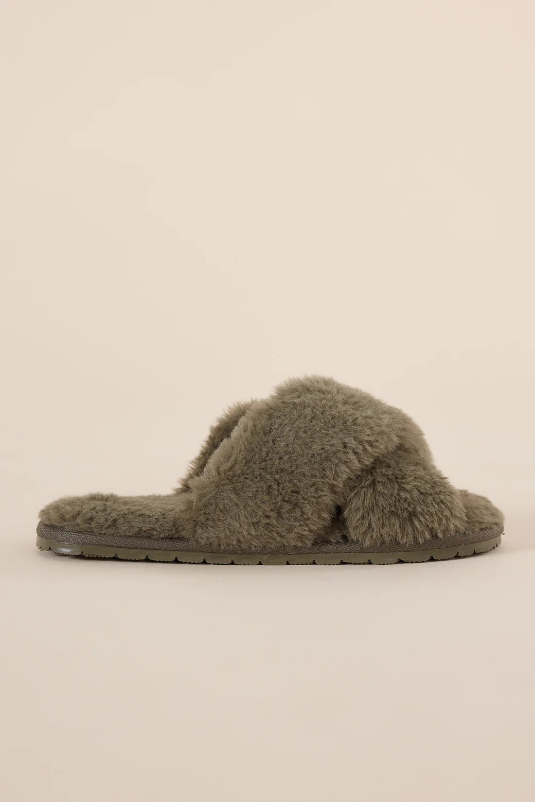 Milan Plush Slipper Olive - Pure Apotheca