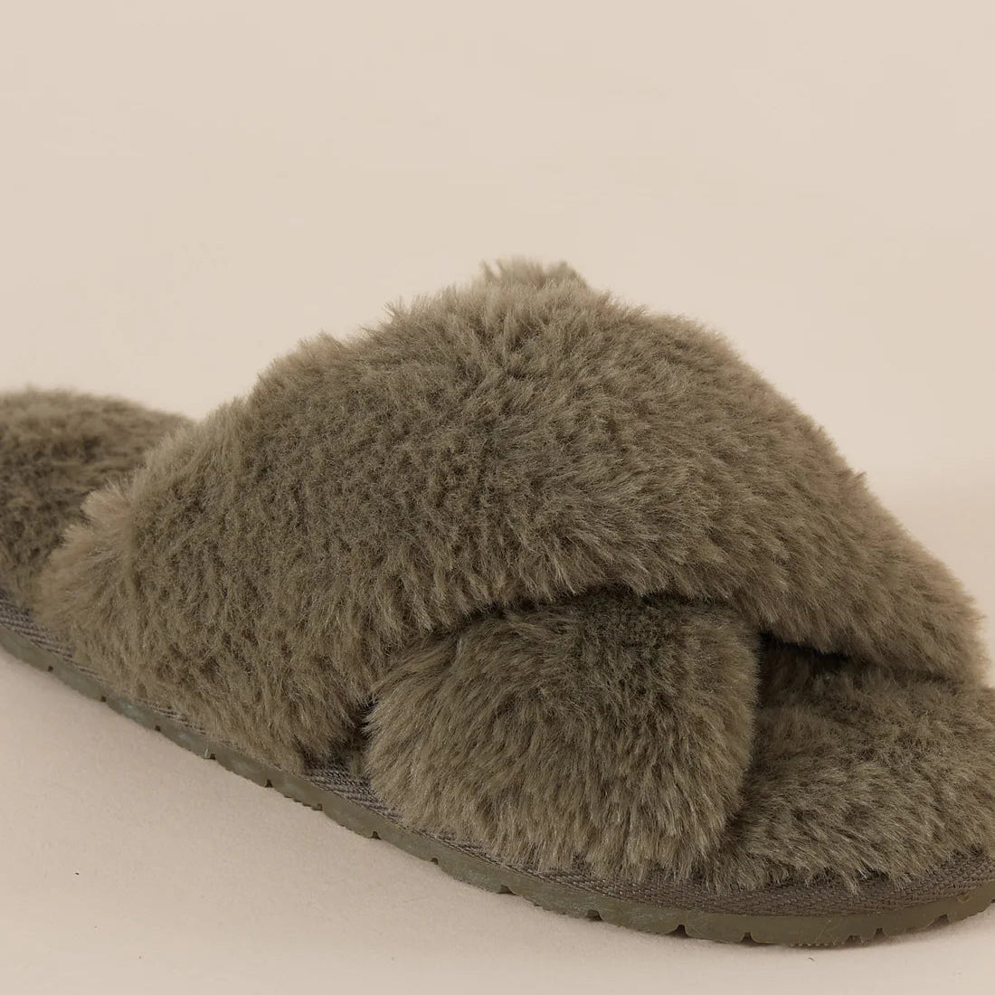 Milan Plush Slipper Olive - Pure Apotheca