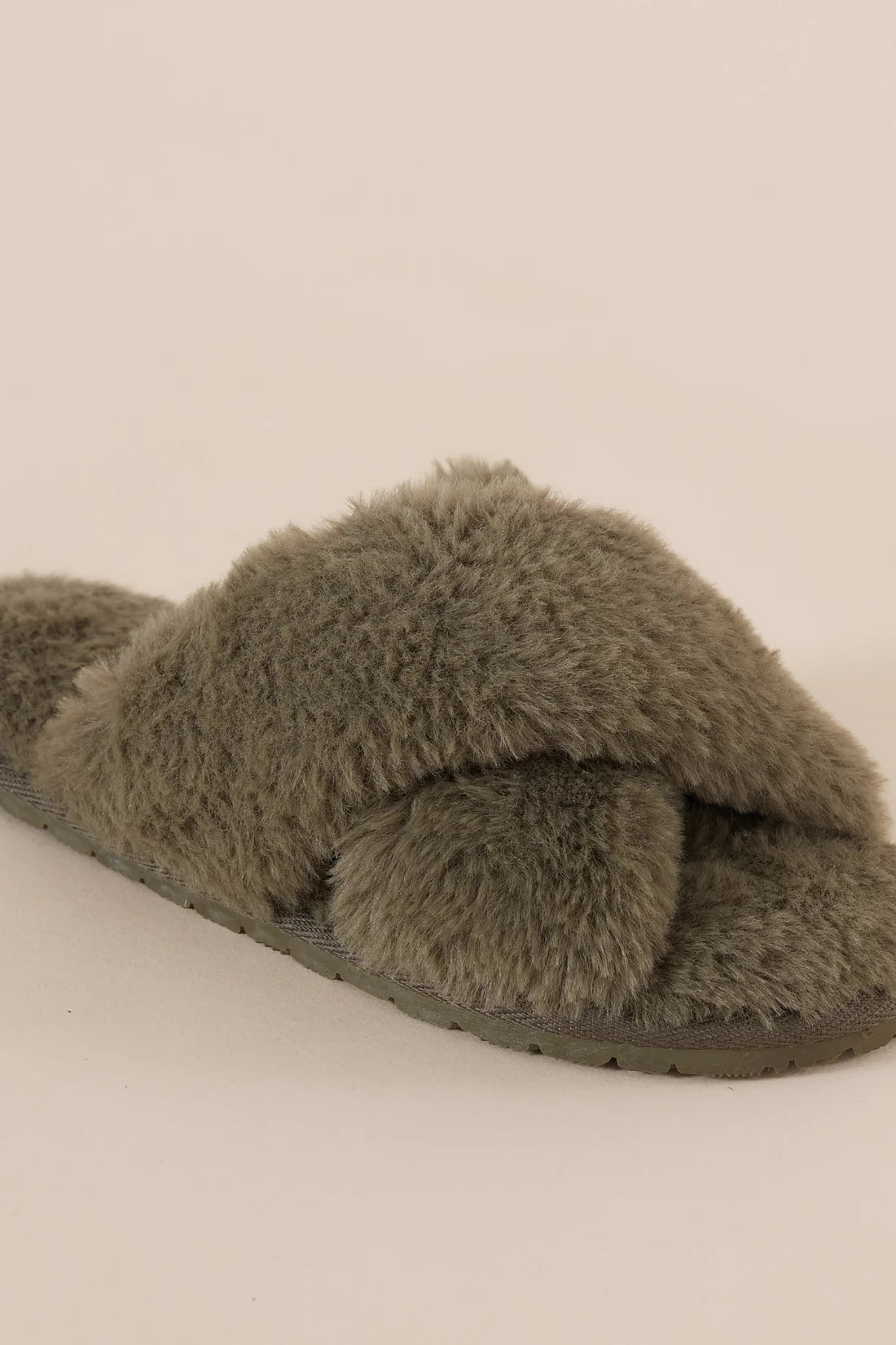 Milan Plush Slipper Olive - Pure Apotheca