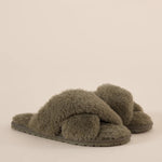 Milan Plush Slipper Olive - Pure Apotheca
