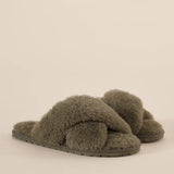 Milan Plush Slipper Olive - Pure Apotheca