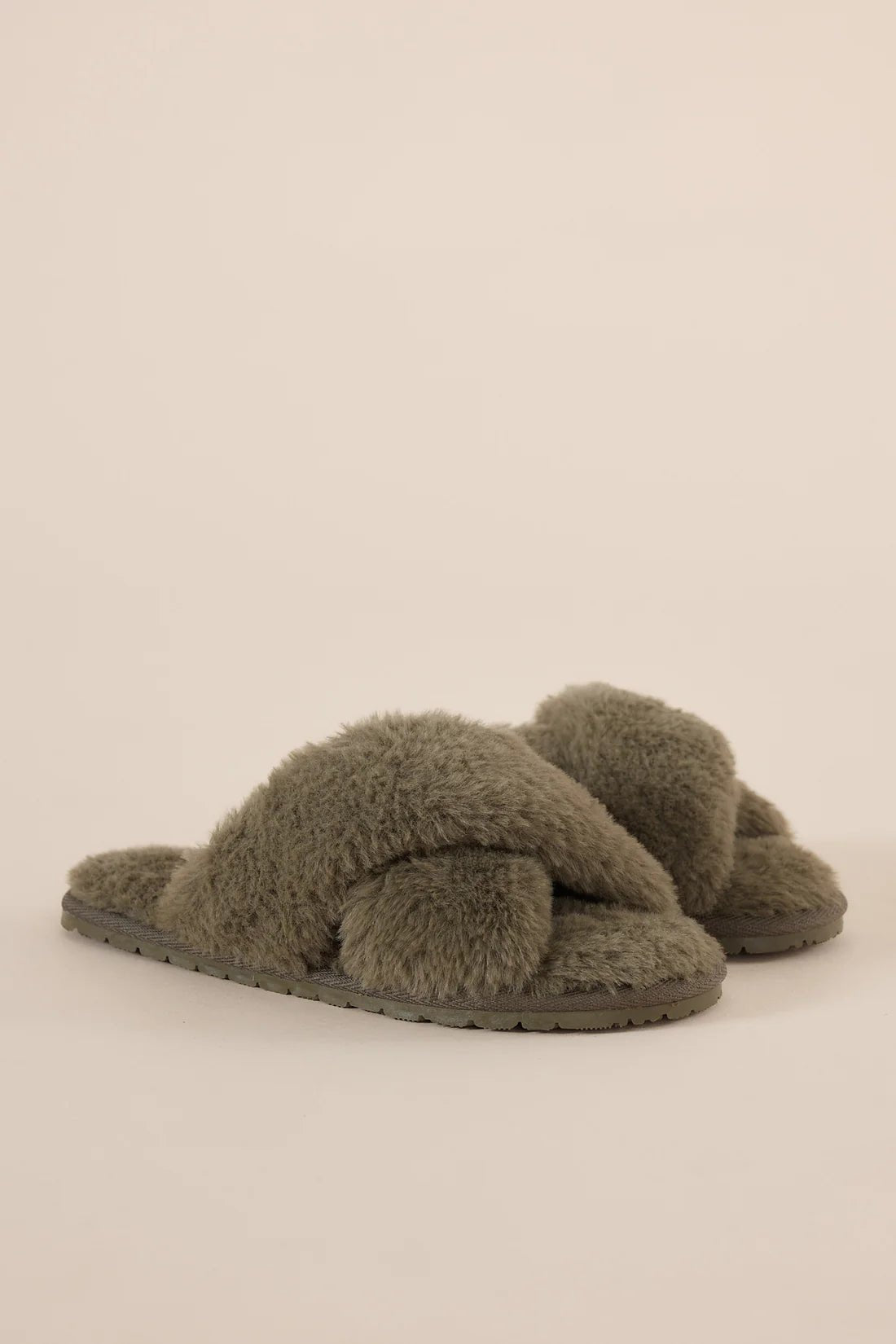 Milan Plush Slipper Olive - Pure Apotheca